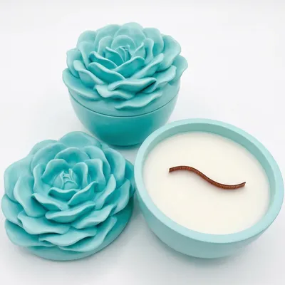 Produktbild von Kerze Maxi Azurblume - Türkis / Vanille kaufen KP40066