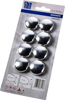 Produktbild von Haftmagnet Metall Kunststoff 30mm silber VE=10x8 Stück