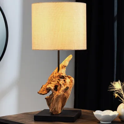 Produktbild von riess-ambiente Treibholz Tischlampe HYPNOTIC 60cm natur Leinen Lampe Tischleuchte Leuchte