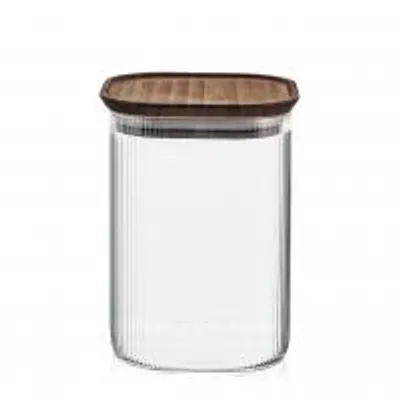 Immagine prodotto di H&H Barattolo In Borosilicato Rigato Con Tappo Legno Lt 1,10