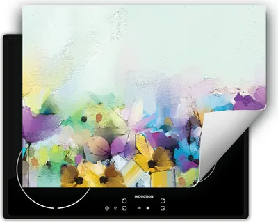 Produktbild von DarHaus Herdabdeckplatte 70x52 cm Anti Rutsch Matte Aufrollbar, bunt - Blume