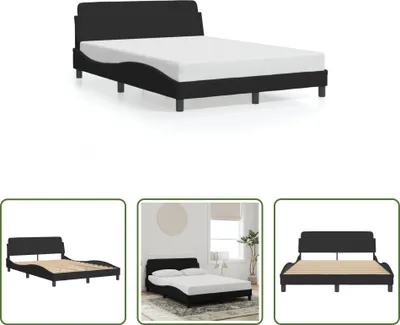 Produktbild von The Living Store Bettgestell mit Kopfteil Schwarz 140x190 cm Samt