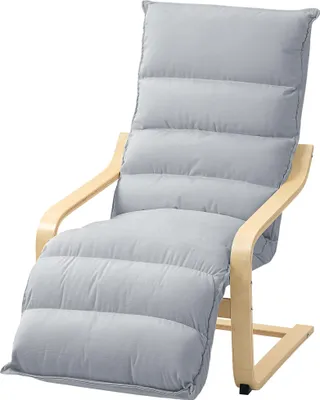 Produktbild von Lounge-Sessel aus Birkenholz, Polstersessel mit verstellbarer Fußstütze, Moderner Armlehnstuhl, Hellgrau