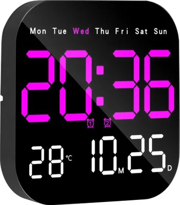 A digital clock displaying the time, date, and temperature.