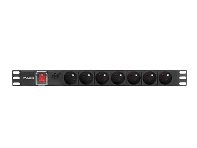Produktbild von Lanberg PDU-07E-0200-BK, 7 AC-Ausgänge, Typ E, 220 - 250 V, 50 - 60 Hz, 16 A, 4000 W