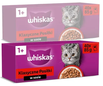 Zdjęcie produktu dla Whiskas Adult Klasyczne Posiłki 80x85g Mokra Karma Dla Dorosłych Kotów 4 Smaki W Sosie