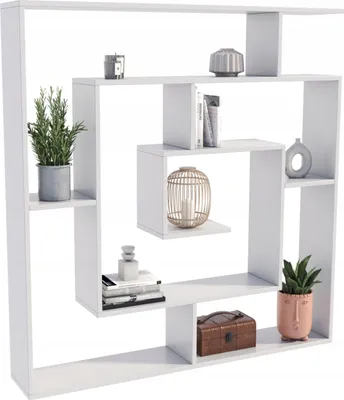 Produktbild von MATKAM Bücheregal LEON, B/H/T 125x129x21cm, elegant und funktional, zeitloses Design, passend für jeden Raum, (Weiß)