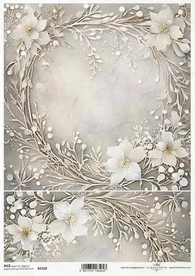 Produktbild von ITD Reispapier Decoupage Bastelpapier Serviettentechnik-R2328 Blumengirlanden