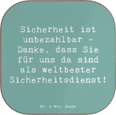 Produktbild von Mr. & Mrs. Panda Untersetzer für Gläser Spruch Weltbester Sicherheitsdienst - Meeresbrise - Geschenk, Geschenkidee, Aufmerksamkeit, Danke, weinflaschenuntersetzer, sagen