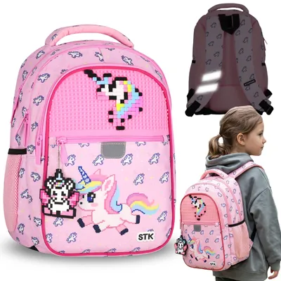 Produktbild von Einhorn verstärkter Schulrucksack, Schulranzen für Mädchen, mit Reflektoren, vier Fächern, 24 l