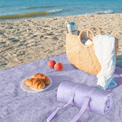 Immagine prodotto di Coperta da picnic per bambini Hylat - versatile tappeto da gioco per bambini - ideale per i viaggi - viola