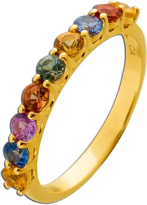 Produktbild von Saphir Ring Gold 585 14K bunte Natur Saphire Citrin Tansanit 1.2ct 19