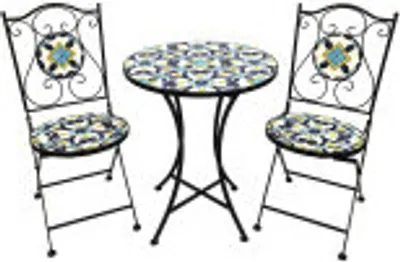 Produktbild von Mosaik Eisen Set 3tlg. Gartenset Bistro Set Sitzgruppe Gartenmöbel klappbar