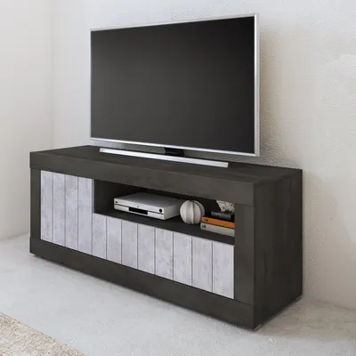 Image de Lucino - Meuble TV, 137x42x56h cm Noir, 3 Portes