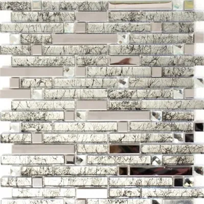 Produktbild von Mosaikfliese Transluzent Edelstahl silber Verbund Glasmosaik Crystal Stahl Silber Glas MOS86-0106