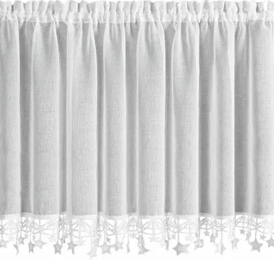 Produktbild von EUROFIRANY | Bistrogardine - Weihnachtsvorhang - 90 x 150 cm - weiß mit Sternen - Scheibengardine