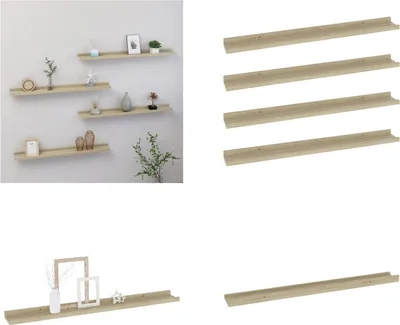Produktbild von vidaXL Wandregale 4 Stk. Sonoma Eiche 80x9x3 cm - Wandregal - Wandregale - Wandablage - Wandablagen