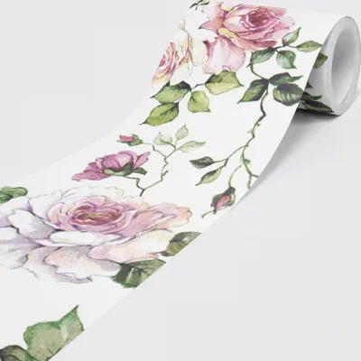 Produktbild von Selbstklebende Bordüre - Tapetenbordüre Wandbordüre - Dekorative Wandtatto - Rosen - auf 5,00 m x 0,15 m je Rolle