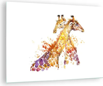 Produktbild von Bilder auf glas - Giraffen Tiere Kinder Safari - 70x50cm - Glasbilder - Wandbilder - Kunstdruck - zum Aufhängen bereit - Wanddekoration aus Glas - Glas Bilder - Wandbild auf Glas - GAA70x50-2883