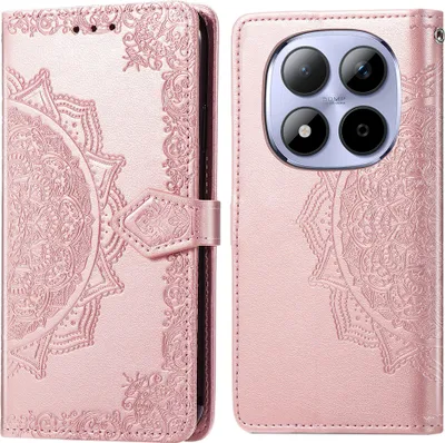 Zdjęcie produktu dla imoshion Mandala Bookcase dla Xiaomi Redmi Note 15 Pro (4G) – różowe złoto
