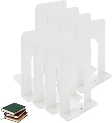 Produktbild von Famanu Bücherstützen aus Metall Weiß - 15 x 13 x 17 cm