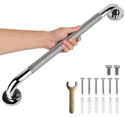 Immagine prodotto di Maniglia per bagno da 60 cm - Barra di sostegno antiscivolo per doccia - Acciaio inossidabile - Supporto per doccia e toilette - Corrimano di sicurezza - Supporto per anziani