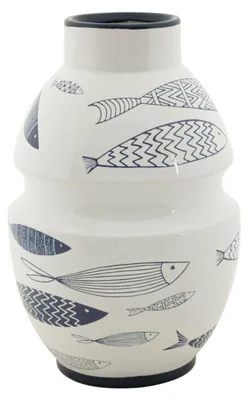 Obrázok produktu pre Mauro Ferretti váza na ryby Ø 21x31 cm bielo modrá