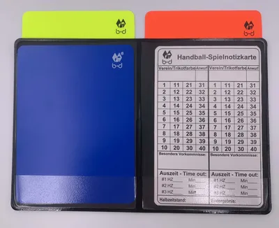 Produktbild von Schiri Pocket-Set mit Disziplinarkarten im Original-Maß 12x9 cm: Handball / deutsch Sportart: Handball Sprache: deutsch