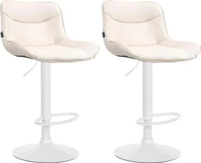 Produktbild von CLP 2er Set Barhocker Vonore Kunstleder höhenverstellbar und 360 Grad drehbar creme Gestell Farbe weiß