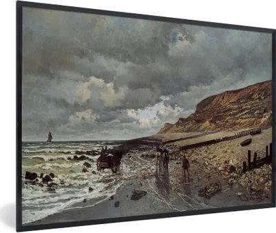 Produktbild von MuchoWow® Gerahmtes Poster Kap der Hève bei Ebbe - Gemälde von Claude Monet 30x20 cm - Poster mit Schwarzem Bilderrahmen Wandposter Rahmen Foto Bilder - Kunstdruck - Bild-Poster