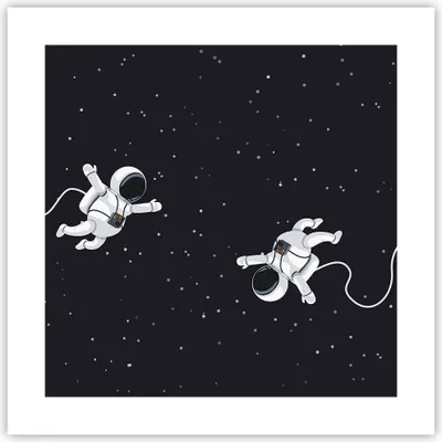 Produktbild von Poster - Poster ohne Rahmen - Cartoon Astronauten Kosmos - 40x40 cm - Wand Bild - Wanddeko - Wandbilder - Kunstposter - Wandposter - Bilder - Kunstdruck - Wanddekoration - Wandbild - P2XAC40x40-4867
