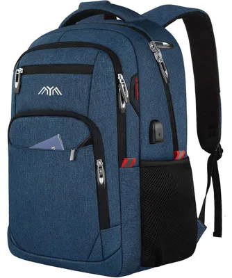 Produktbild von Rucksack mit USB-Ladeanschluss für 15,6 Zoll Laptop, Blau