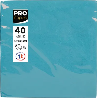 Image de Pronappe 30x 40 serviettes ouate 2 plis 38x38 cm Turquoise SV623828I