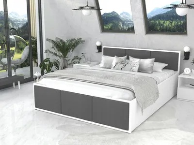 Produktbild von Bett mit Lattenrost Jugendbett Doppelbett weiß - grau 120 / 140 / 160 / 180 cm, Matratze:ohne Matratze, Breite:180x200 cm
