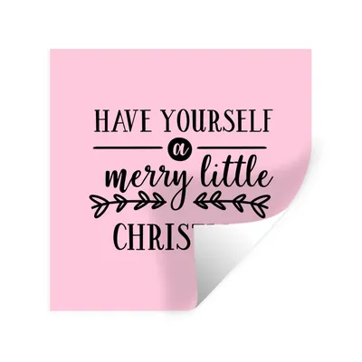 Obrázok produktu pre MuchoWow® Nálepka na stenu - Vianočný citát "Have yourself a merry little Christmas" na ružovom pozadí - 100x100cm - Samolepiaca a polohovateľná