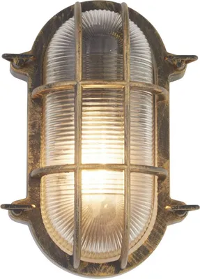 Produktbild von Außenlampe Wand Glas Aluminium E27 IP44 25 cm hoch in Gold Antik Maritim Außenwandlampe