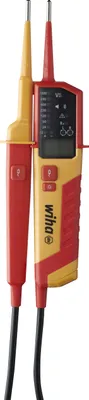 A close-up studio shot of a voltage and continuity tester.