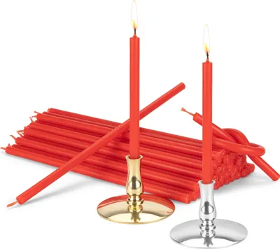 Produktbild von Set 2 Kerzenhalter + 200g Altarkerzen rot L 18,5cm Premium Paraffinwachs 40057