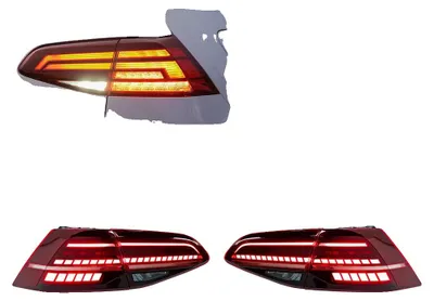 Zdjęcie produktu dla Zestaw tylnych świateł, LED, kompatybilny z modelami samochodów kompaktowych 7/7.5, MK7.5 CZERWONY, modernizacja LED
