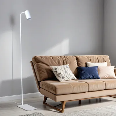 Produktbild von Stehlampe klein 120 cm verstellbarer Schirm mit Schalter Weiß GU10 Stehleuchte Wohnzimmer