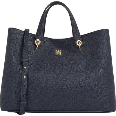 Produktbild von Tommy Hilfiger TH Emblem Satchel, Erwachsener, OS, Blau, Space blue, Polyurethan (PU), 1 Stück(e)
