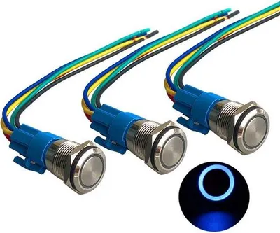 Obrázek produktu pro Sada momentových tlačítek, modrá, 16 mm, vodotěsná, IP67
