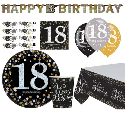 Produktbild von Zahl 18 Sparkling Celebrations Gold Partyset 41-teilig