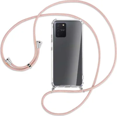 Produktbild von Handykette Backcover-Schutzhülle mit Band (Metall silberfarben) für Samsung Galaxy S10 Lite - roségold