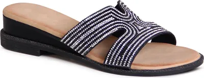 Produktbild von topschuhe24 2817 Damen Glitzer Pantoletten Keilabsatz Sandalen, Farbe:Schwarz, Größe:40 EU