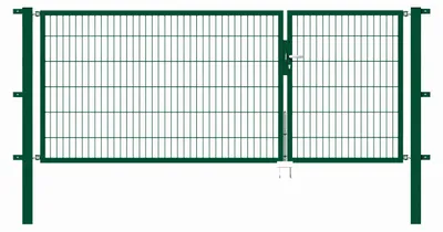 Produktbild von Alberts Doppeltor Flexo mit Zubehör, zum Einbetonieren, grün, Breite 300 cm (100 cm + 200 cm), Höhe 120 cm