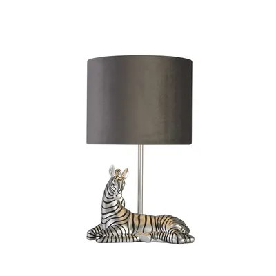 Obrázek produktu pro Tischleuchte Zebra mit Stoffschirm grau E27