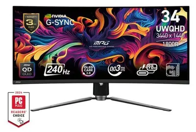 Zdjęcie produktu dla Monitor do gier, MSI MPG 341CQPX QD-OLED, 34 cale, UWQHD, 240 Hz, 0,03 ms, regulacja wysokości