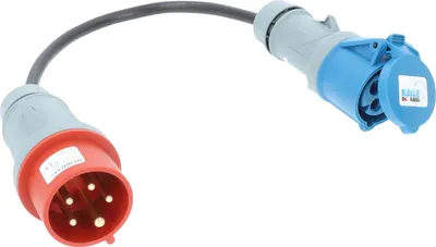 Produktbild von KALLE DAS KABEL Adapterkabel H07RN-F 3G 2,5 mm² 0,5 Meter CEE 400V 16A auf CEE 230V 16A Schutzart IP44