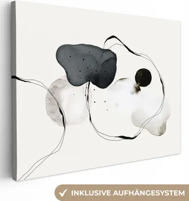 Zdjęcie produktu dla MuchoWow® - Obraz na płótnie - Abstrakcja - Malarstwo - Sztuka - Czarno-biały, fototapeta, dekoracja ścienna, obrazy do salonu, 40x30cm